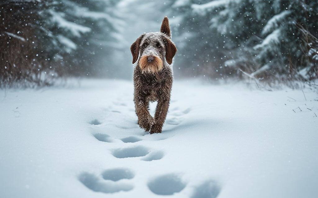 The image depicts a serene winter landscape blanketed in fresh, untouched snow-4-1